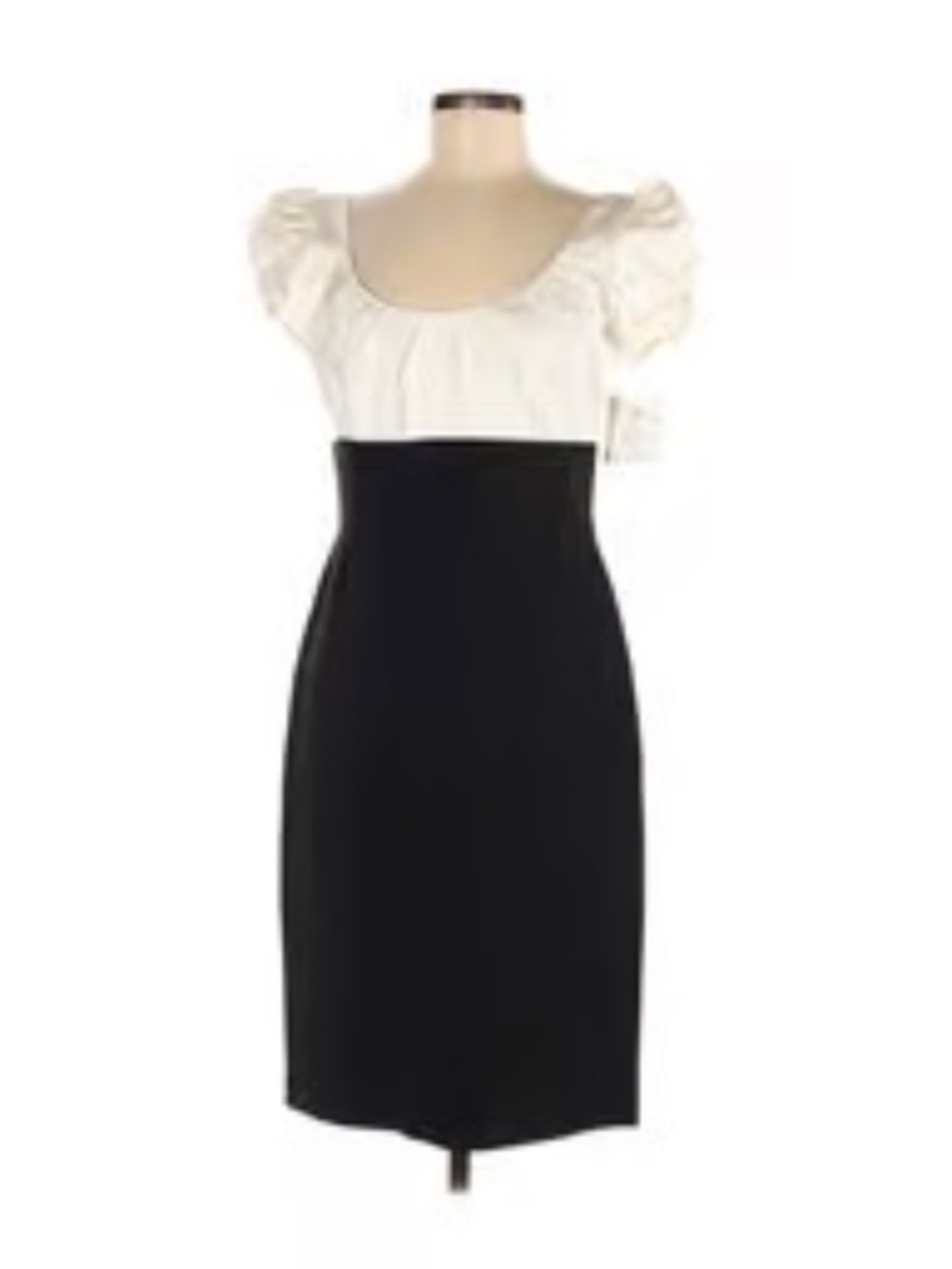 Suzi Chin Size 8 Maggy Boutique Two-Tone Puff Sleeve Knee-Length Dress lot6532